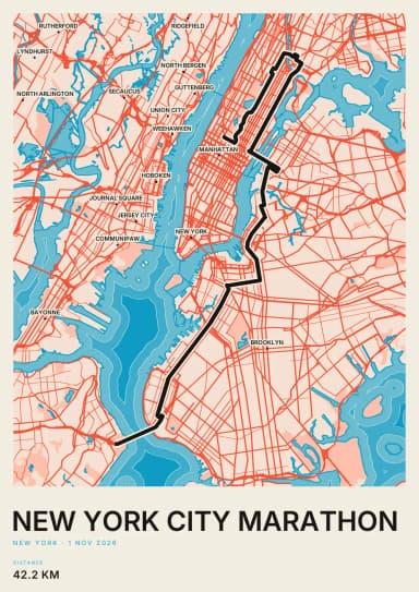Affiche New York City Marathon, ambiance Riso Proof