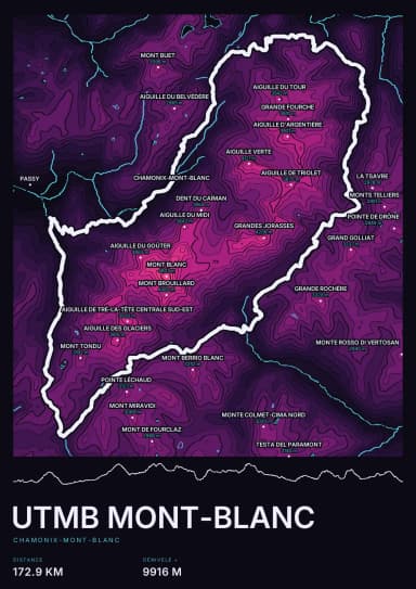 Affiche UTMB Mont-Blanc, ambiance Neon Night