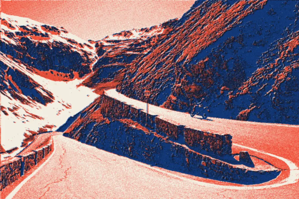 Les lacets de la rampe est du col du Stelvio, côté Haut-Adige