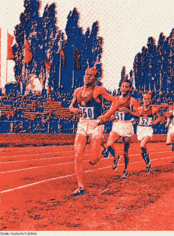 Emil Zátopek en compétition en 1951, un an avant Helsinki